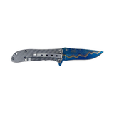 MTech USA Blue Damascus Etched Spring Assisted Knife