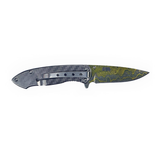 MTech USA MT-A2078YL Spring Assisted Knife – Yellow Damascus Wave Laser Etched Blade & Carbon Fiber Look Handle
