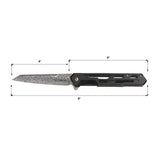 Tac-Force Speedster Tactical Folding Knife - Damascus Etched Kwaiken with Black Skeletonized Handle