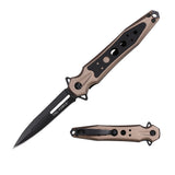 Tac-Force TF-2011BZ Spring Assisted Knife – Tactical Bronze Aluminum Handle with Black G10 Inlay & Black Finish Spear Point Blade