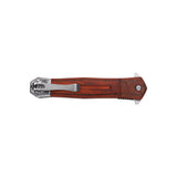 Tac Force Dagger with Etched Bolsters & Wood Handle Spring Assisted Stiletto Folding Knife - Frontier Blades