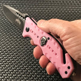 8" Master USA Ballistic Pink Fantasy Skull Pocket Knife (MU-A010PK) - Frontier Blades