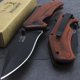 7" Elk Ridge Brown Wood Assisted Open Tactical Pocket Knife ER-A013PW - Frontier Blades