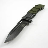 8" Master USA Green Stonewashed Tactical EDC Pocket Knife MU-A022GN - Frontier Blades