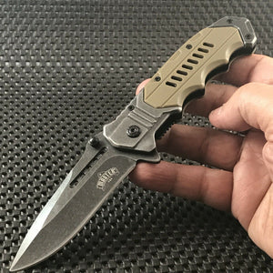 8" Master USA Assisted Open Stonewashed EDC Pocket Knife MU-A041TN - Frontier Blades