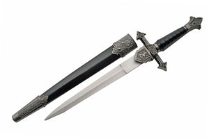 14" Historic Royal English Fixed Blade Silver & Black Dagger W/ Scabbard (211349-BI)
