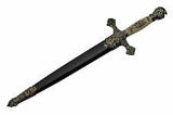14" Medieval Knight's Pewter Fixed Blade Dagger W/ Scabbard Closed View (211354)