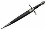 14" Medieval Silver & Black Fixed Blade Claymore Dagger W/ Scabbard Closed View (211351)