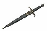 15.5" Antique Brass Authentic Medieval Lancelot Dagger Sheathed View (210633)