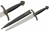 15.5" Antique Brass Authentic Medieval Lancelot Dagger W/ Scabbard (210633)