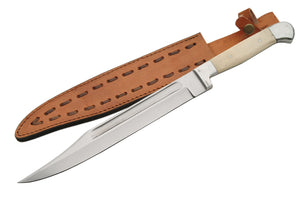 15.5" High Carbon Steel Bone Handle Rifleman's Bowie Knife With Brown Sheath (203260)