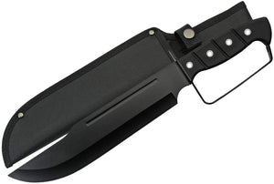15" Black D-Guard Handle Hunting Fixed Blade Bowie Knife For Sale (211514-DG)