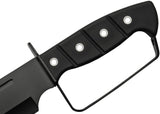 15" Black D-Guard Handle Hunting Fixed Blade Bowie Knife's Rubber ABS Handle
