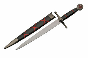 15" Medieval Crusader King Red & Black Dagger With Scabbard For Sale (211437)