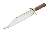 19" Primitive Bowie Wood Handle Golden Bolster Hunting Knife (203259)