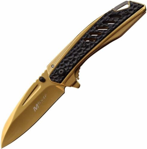 がま鮎 MARK II GOLD PRO TYPE 100 Mtech Gold Framelock A/O Folding Knife Pocket Folder MT-A1133GD