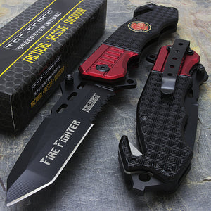 8.5" Tac Force Tactical Rescue FIRE DEPT Pocket Knife TF-740FD