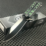 9.0" GREEN SPRING ASSISTED TACTICAL OUTDOOR FOLDING POCKET KNIFE BLADE OPEN