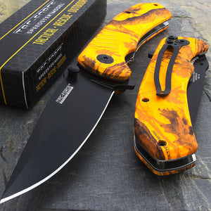7.75" Tac Force Orange Camo EDC Rescue Orange Pocket Knife TF-764OC