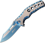 8" MTech USA Blue Silver Spring Assisted Pocket Knife