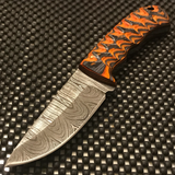 Twisted Wood Handle Portable Damascus Steel Hunting Skinning Knife For Sale (DM-1218)