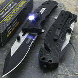8" Tac Force Black Sheriff Rescue Flashlight Pocket Knife TF-835SH - Frontier Blades