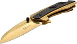 Mtech Gold Framelock A/O Folding Knife Pocket Folder MT-A1133GD