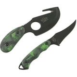 Elk Ridge Hunting Gut Hook Knife & Fixed Blade Nylon Fiber Handle Set - Frontier Blades