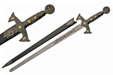 33" Medieval Knights Templar Rose Gold Short Sword W/ Scabbard (926928)