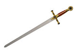 33" Medieval Red & Gold Mirror Finished Templar Knight Masonic Sword For Sale (926930-BI)