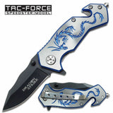 Tac Force Mini Blue Dragon Strike Assisted Open Fantasy Pocket Knife