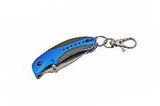 4.75" Blue Portable Camping Pocket Knife W/ Key Ring Carabiner Clip Closed View