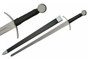 40" Full Tang Battle Ready Curved Guard Medieval Sword W/ Sheath (901143-BI)