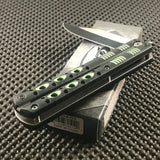 9.0" GREEN SPRING ASSISTED TACTICAL OUTDOOR FOLDING POCKET KNIFE BLADE OPEN