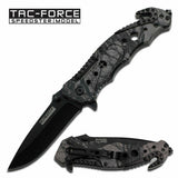 7.75" Tac Force Spring Assisted Jungle Camo Pocket Knife TF-723GYSC