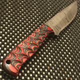8" Full Tang Red & Black Grooved Damascus Skinning Knife  Rear View (DM-1219)