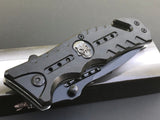 8" Master USA Punisher Skull Handle Pocket Knife (MU-A010BK) - Frontier Blades