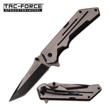 8.5" Tac Force Modern Tanto Blade Black & Satin Folding Pocket Knife - Frontier Blades