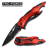 8" TAC FORCE ASSISTED OPEN FIRE FIGHTER POCKET KNIFE (TF-705RD) - Frontier Blades