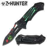7.75" Zombie Hunter Apocalypse Biohazard Green Claw Pocket Knife - Frontier Blades