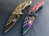 8" MTECH DRAGON FLAME SPRING ASSISTED TACTICAL FOLDING POCKET KNIFE Open Set - Frontier Blades
