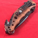 7.75" TAC FORCE RED CAMO RESCUE SPRING ASSISTED TACTICAL FOLDING POCKET KNIFE - Frontier Blades