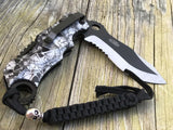 8" MTech USA Ballistic Fantasy Tactical Skulls White Camo Pocket Knife - Frontier Blades