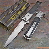8.5" Tac Force Black & Silver Stiletto Pocket Knives (TF-428BW) - Frontier Blades
