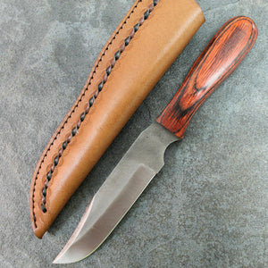 10.25" Hunting Skinner Sawmill File Knife Tooled Leather Sheath SM-17 - Frontier Blades
