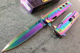 9" Tac Force Stiletto Rainbow Spectrum Milano Pocket Knife - Frontier Blades