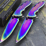 7" Tac Force Rainbow Mirror Assisted Pocket Knife (TF-863RB) - Frontier Blades