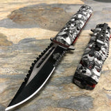 8.75" Master USA Gray Fantasy Zombie Skulls Pocket Knife (MU-A007GY) - Frontier Blades