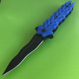 8.25" Master Spring Assisted Tactical Blue Handle Folding Pocket Knife - Frontier Blades