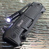 8.5" Tac Force Sheriff Police Pocket Knife w/ LED Light (TF-875BK) - Frontier Blades
